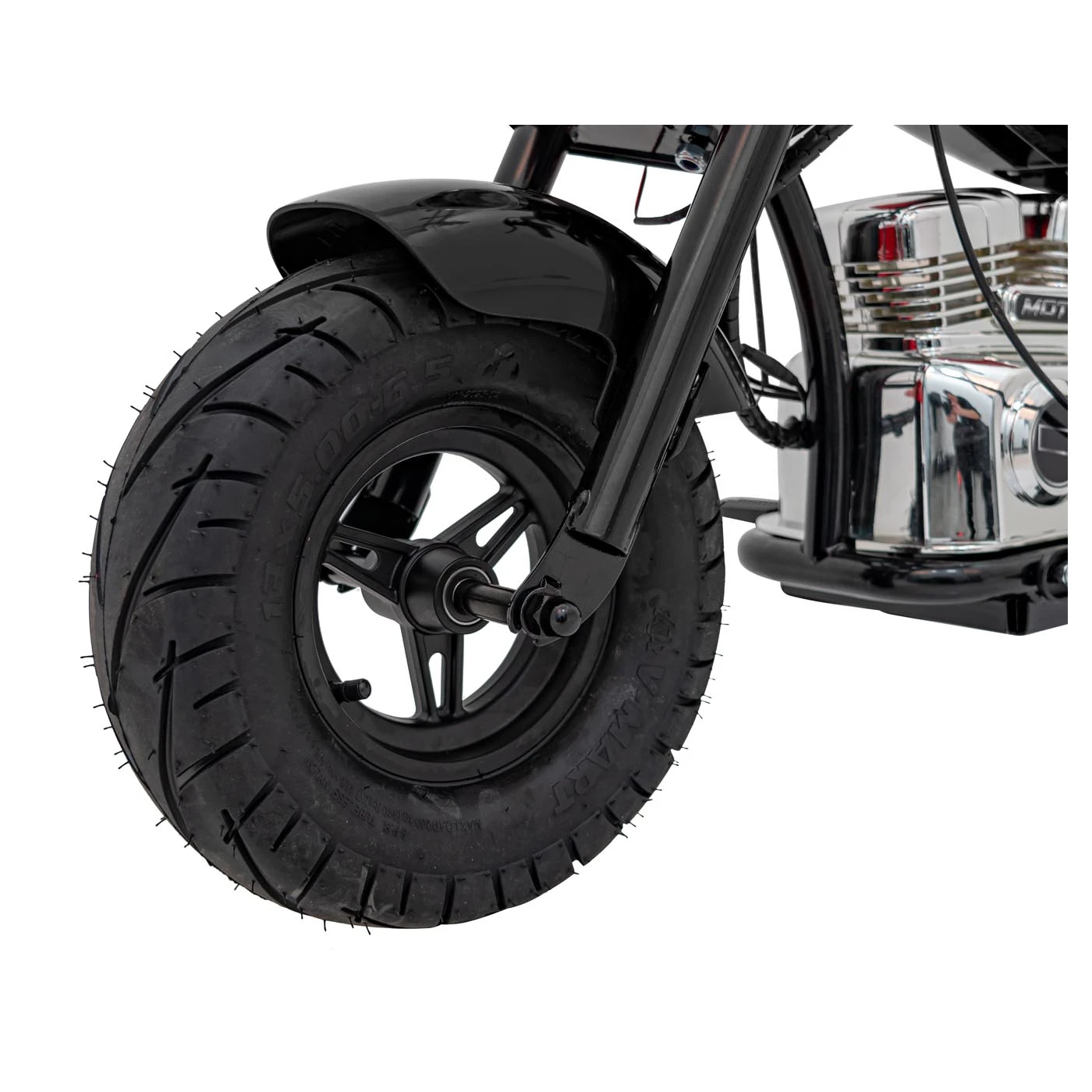 Electric ride-on motorcycle for 5 - 9 years, model Old-School, 300W, 24V, inflatable wheels, upholstered seat, premium, black [10]