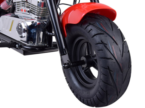 Electric ride-on motorcycle for 5 - 9 years, model Old-School, 300W, 24V, inflatable wheels, upholstered seat, premium, red [9]