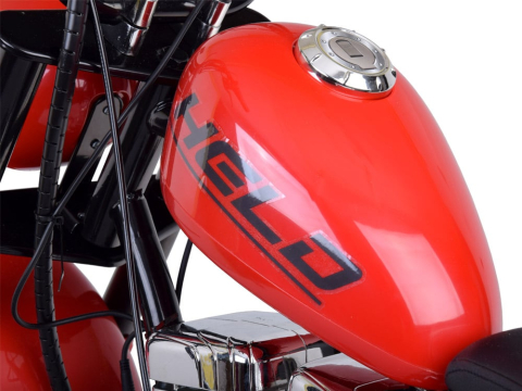 Electric ride-on motorcycle for 5 - 9 years, model Old-School, 300W, 24V, inflatable wheels, upholstered seat, premium, red [11]