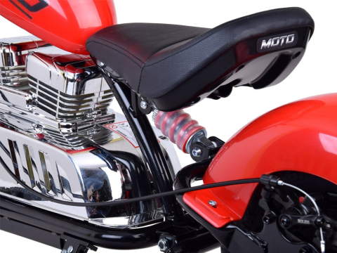 Electric ride-on motorcycle for 5 - 9 years, model Old-School, 300W, 24V, inflatable wheels, upholstered seat, premium, red [7]