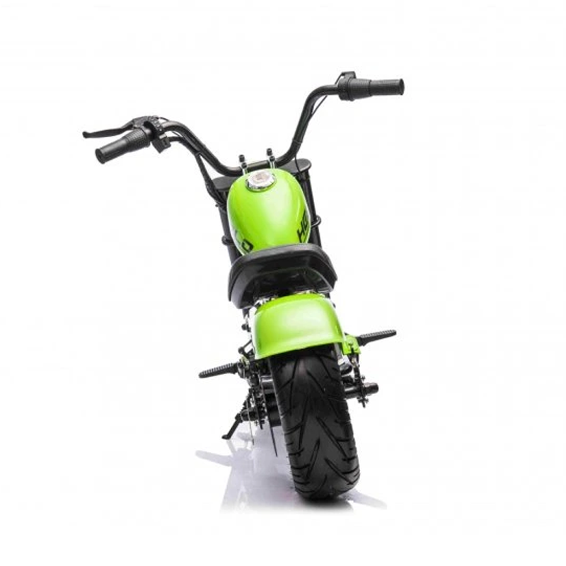 Electric ride-on motorcycle for 5 - 9 years, model Old-School, 300W, 24V, inflatable wheels, upholstered seat, premium, green [22]