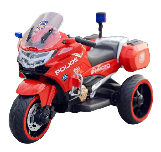 Ride on Motorcycles - Electric ride-on Police motorcycle for children, BJML5188, 60W, 6V, leather seat, red