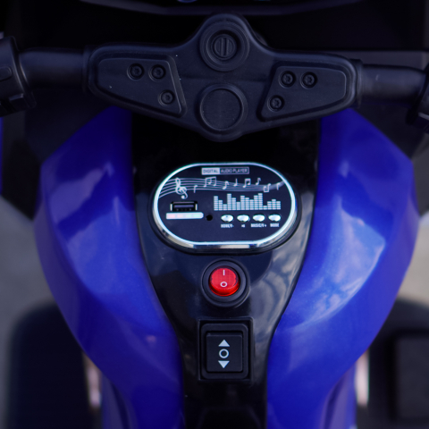 Motocicleta cu 3 roti de politie BJML5188, 60W, baterie 6V, scaun tapitat, albastra [13]