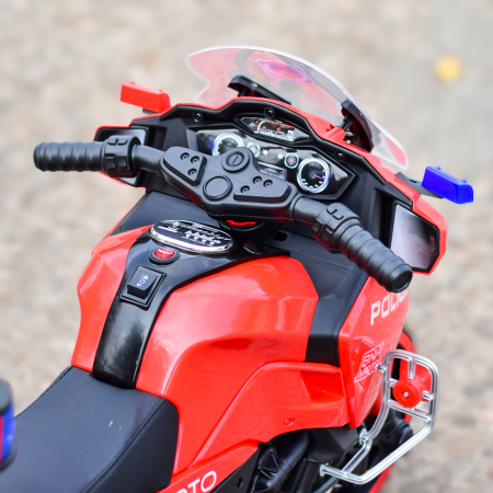 Motocicleta cu 3 roti de politie BJML5188, 60W, baterie 6V, scaun tapitat, rosie [9]