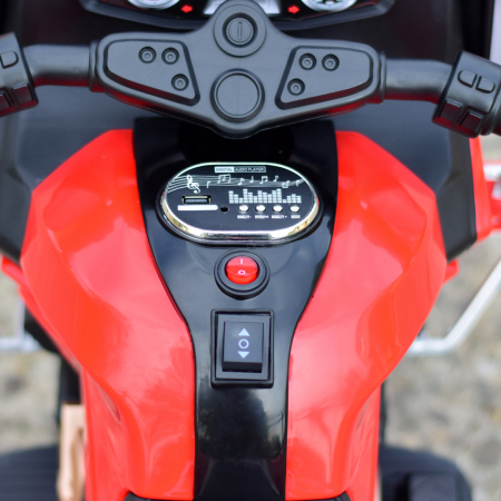 Motocicleta cu 3 roti de politie BJML5188, 60W, baterie 6V, scaun tapitat, rosie [12]