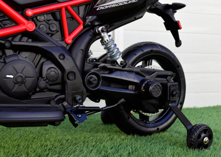 Licensed electric ride-on motorcycle, Aprilia Dorsoduro 900, 60W 12V, leather seat, black [7]