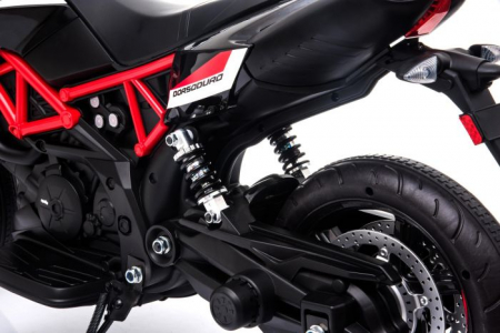 Licensed electric ride-on motorcycle, Aprilia Dorsoduro 900, 60W 12V, leather seat, black [13]