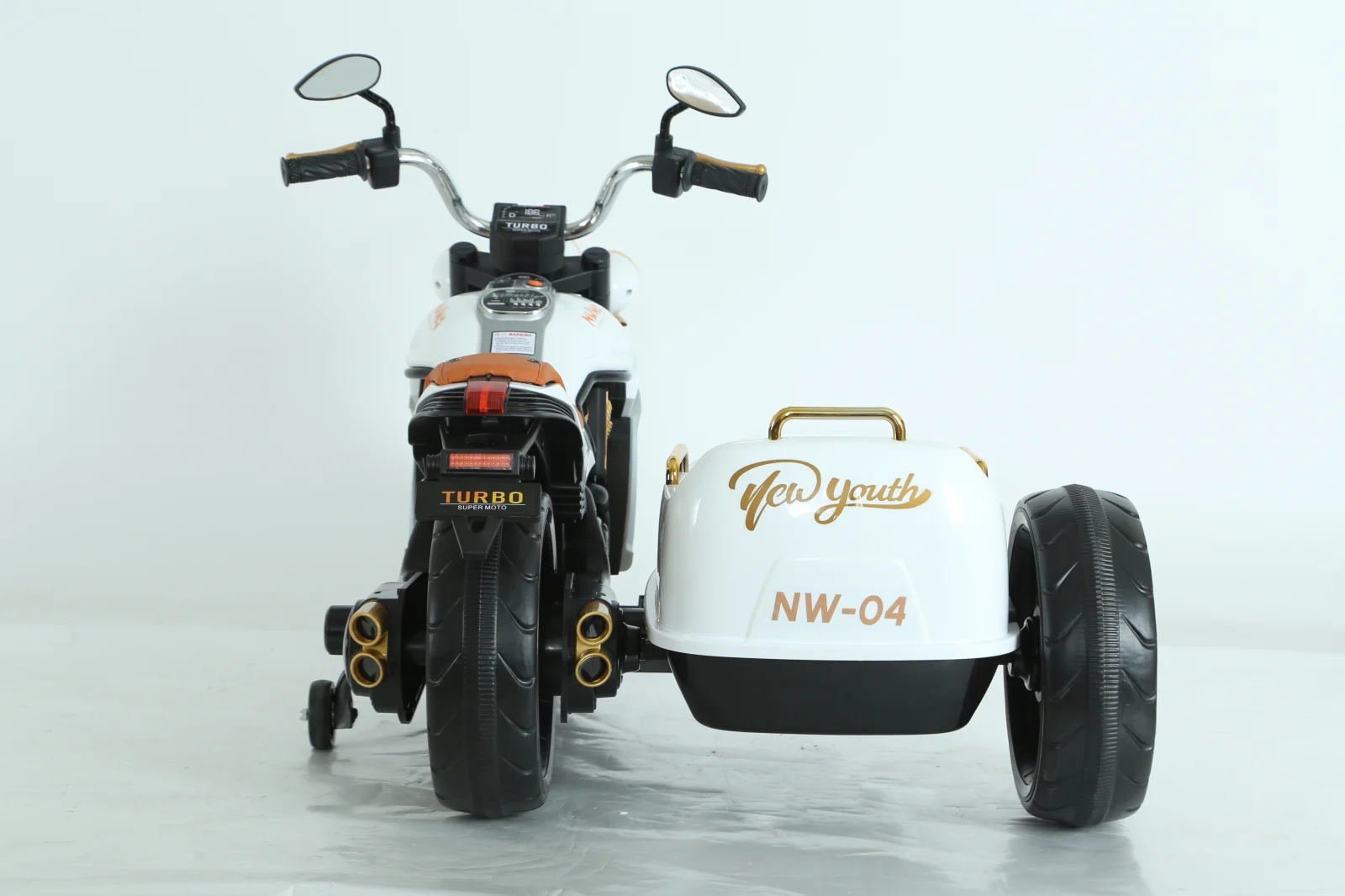 Motocicleta electrica BJDL1588 cu atasament,  55W, 12V 7Ah, premium, alba [2]