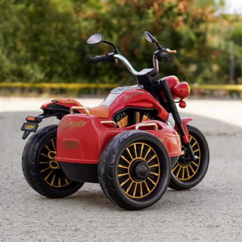 Motocicleta electrica BJDL1588 cu atasament,  55W, 12V 7Ah, premium, rosie [4]