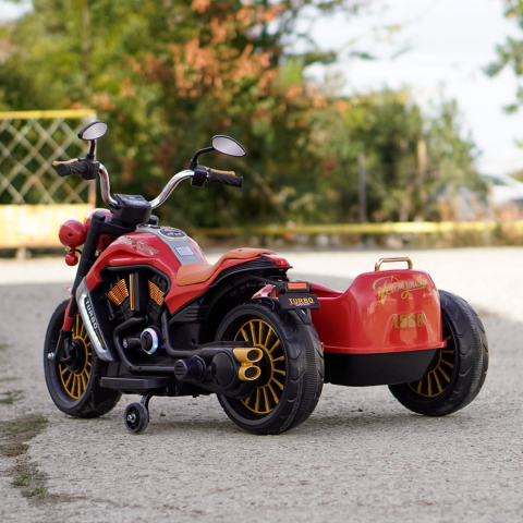 Motocicleta electrica BJDL1588 cu atasament,  55W, 12V 7Ah, premium, rosie [6]