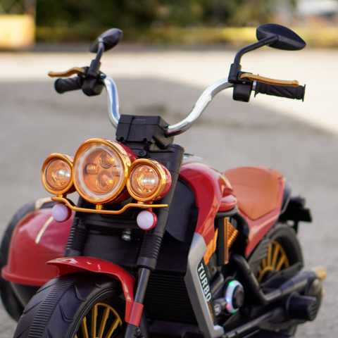 Motocicleta electrica BJDL1588 cu atasament,  55W, 12V 7Ah, premium, rosie [10]