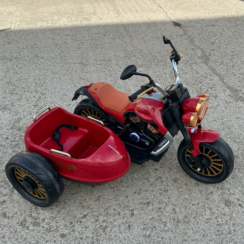 Motocicleta electrica BJDL1588 cu atasament,  55W, 12V 7Ah, premium, rosie [16]