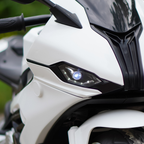 Motocicleta electrica copii,  B919, bluetooth, 90W, baterie 12V, alba [7]