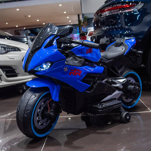Children's electric motorcycle, B919, bluetooth, 90W, 12V battery, blue [5]