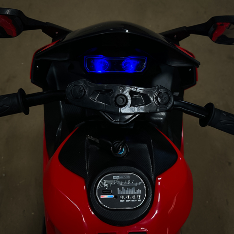 Children's electric motorcycle, B919, bluetooth, 90W, 12V battery, red [14]