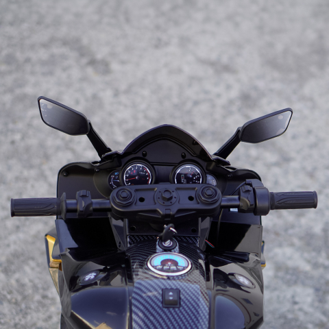 Motocicleta electrica copii R9, 150W, 24V, roti moi, scaun tapitat, neagra [10]