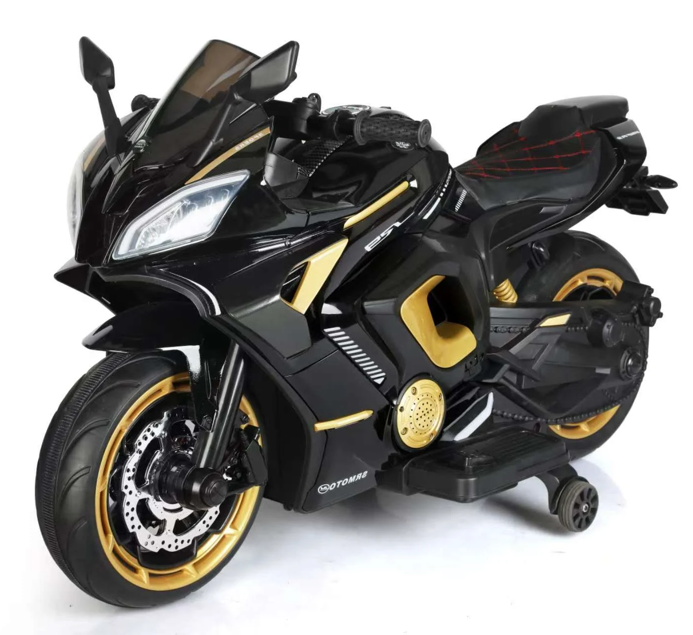 Motociclete electrice - Motocicleta electrica copii R9, 150W, 24V, roti moi, scaun tapitat, neagra