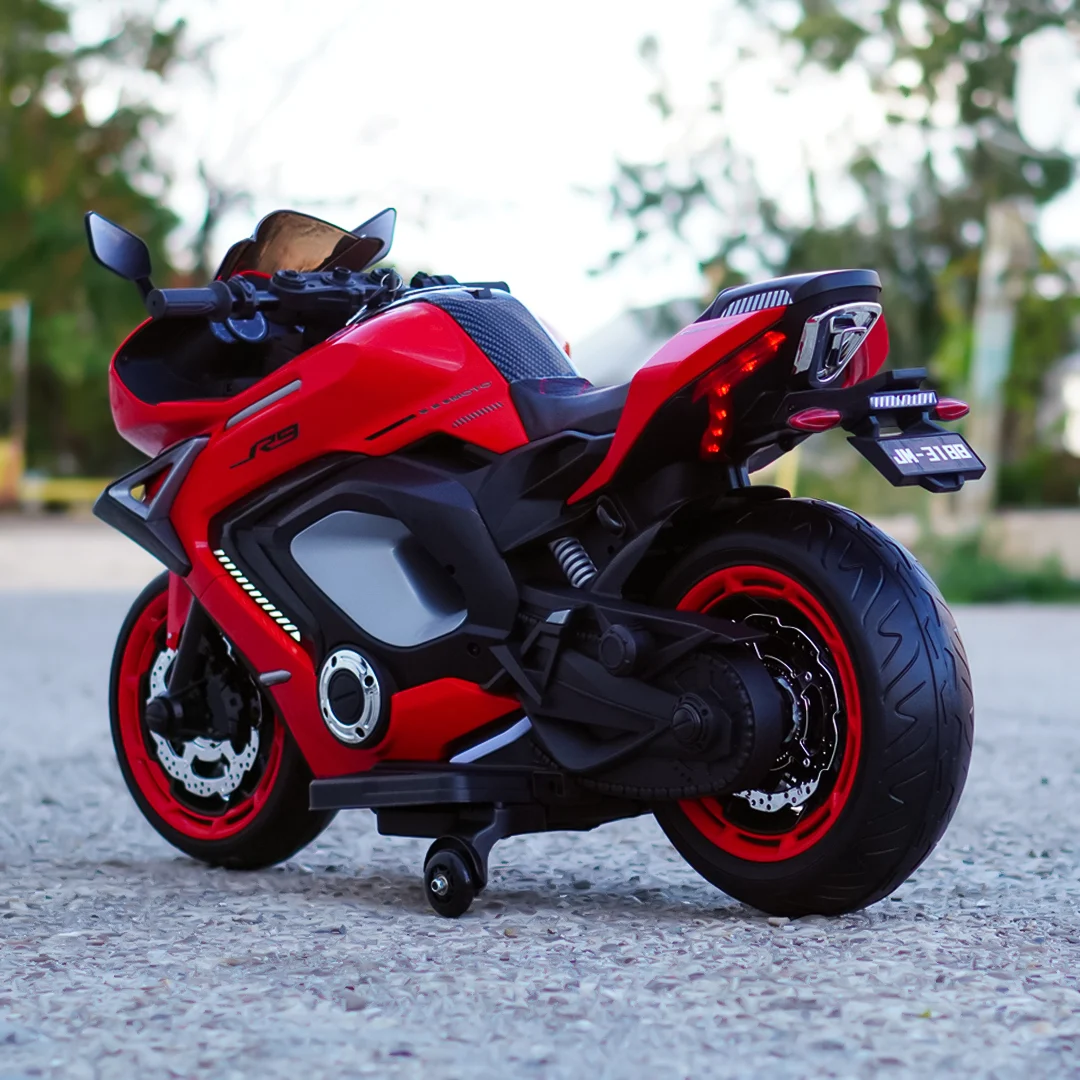 Motocicleta electrica copii R9, 150W, 24V, roti moi, scaun tapitat, rosie [6]