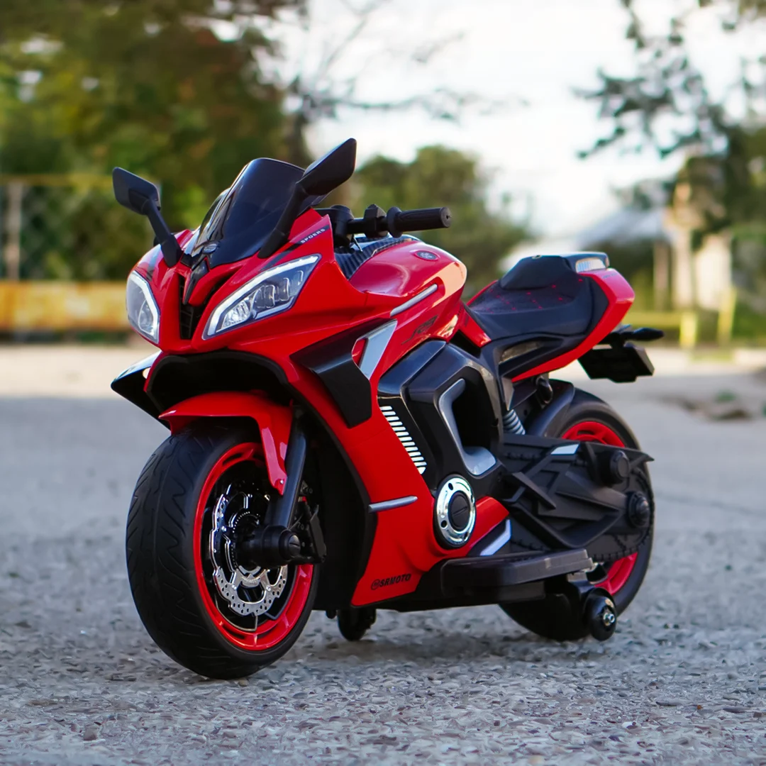 Motocicleta electrica copii R9, 150W, 24V, roti moi, scaun tapitat, rosie [1]