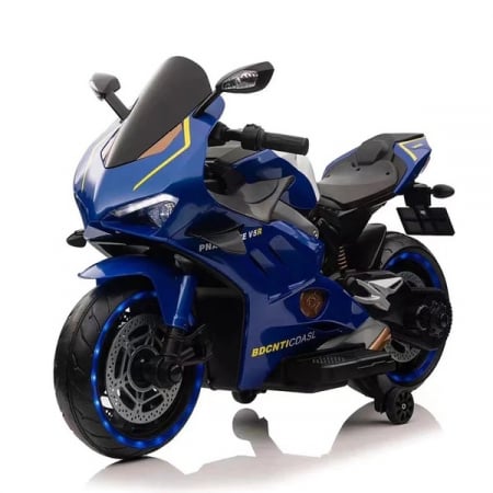Motociclete electrice - Motocicleta electrica copii, V5R SuperBike, scaun tapitat, albastra