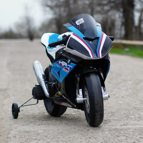 Motocicleta electrica cu licenta BMW HP4, pentru copil 3-9 ani, albastra [2]