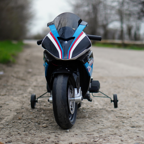 Motocicleta electrica cu licenta BMW HP4, pentru copil 3-9 ani, albastra [8]