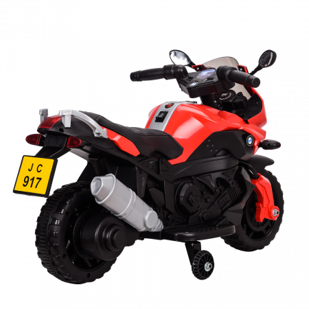 Electric ride-on motorcycle with auxiliary wheels BJ917 35W 6V, red [6]