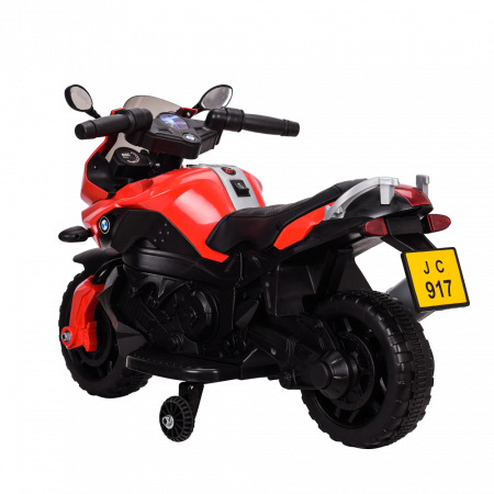 Electric ride-on motorcycle with auxiliary wheels BJ917 35W 6V, red [7]