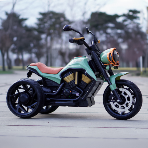 Motocicleta electrica Jocker cu 3 roti, telecomanda inclusa, 70W, echipare, premium, verde [4]