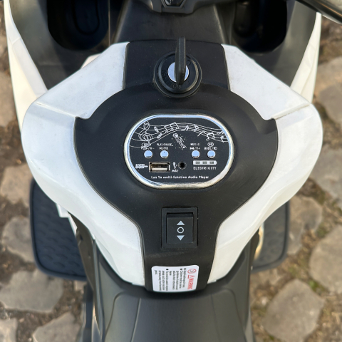 Motocicleta electrica pentru BDQ888, 70W 12V, cu roti moi, bluetooth, alba [10]