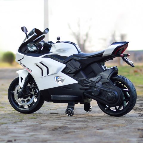 Motocicleta electrica pentru BDQ888, 70W 12V, cu roti moi, bluetooth, alba [4]