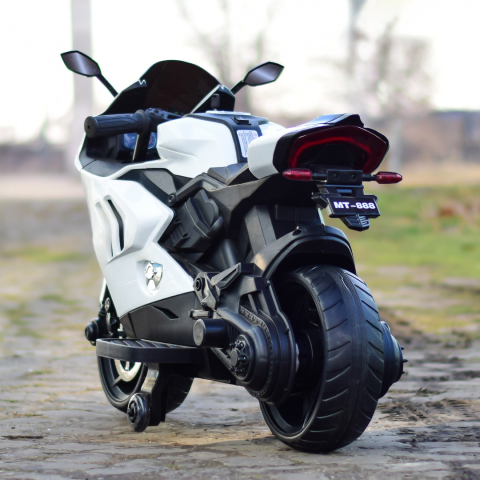 Motocicleta electrica pentru BDQ888, 70W 12V, cu roti moi, bluetooth, alba [5]