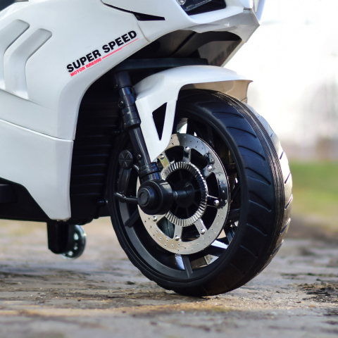 Motocicleta electrica pentru BDQ888, 70W 12V, cu roti moi, bluetooth, alba [8]