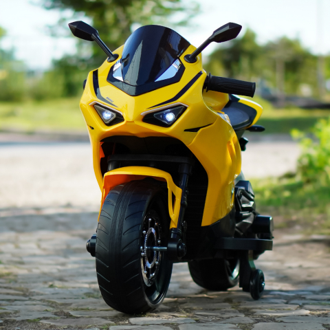 Ride-on motorcycle for children BDQ888, 70W 12V, EVA wheels, bluetooth, yellow [2]