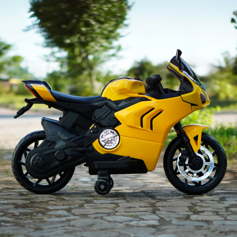 Ride-on motorcycle for children BDQ888, 70W 12V, EVA wheels, bluetooth, yellow [4]