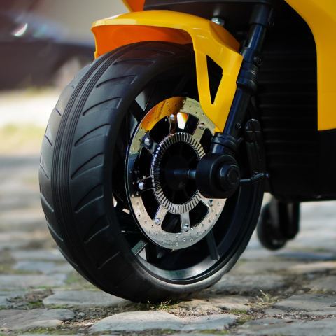 Ride-on motorcycle for children BDQ888, 70W 12V, EVA wheels, bluetooth, yellow [12]