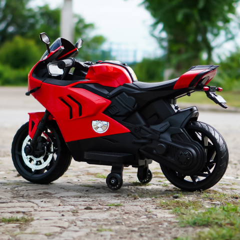 Motocicleta electrica pentru BDQ888, 70W 12V, cu roti moi, bluetooth, rosie [5]