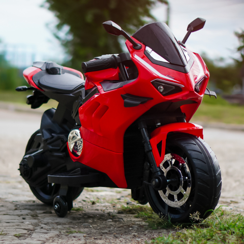 Motocicleta electrica pentru BDQ888, 70W 12V, cu roti moi, bluetooth, rosie [1]