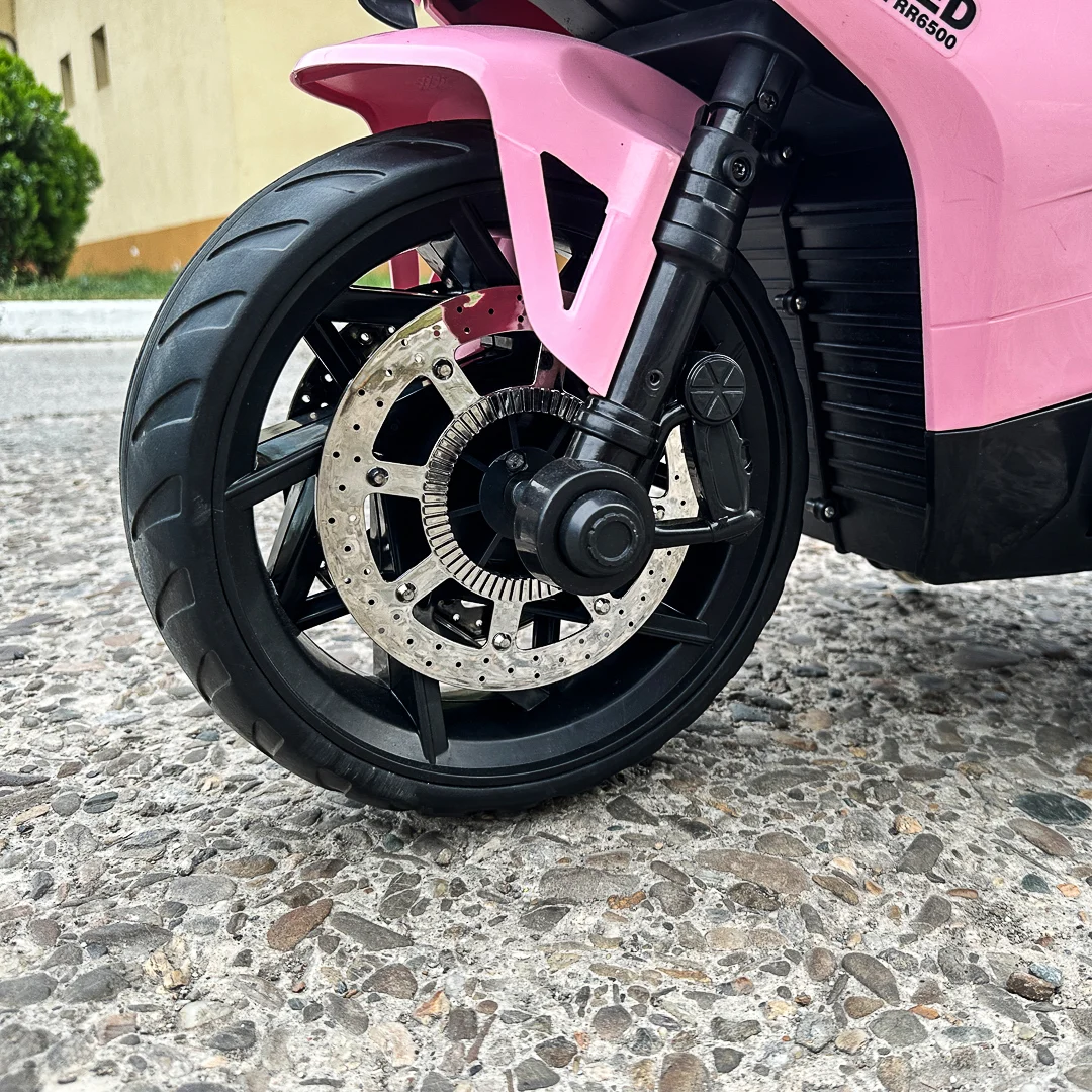 Motocicleta electrica pentru BDQ888, 70W 12V, cu roti moi, bluetooth, roz [9]