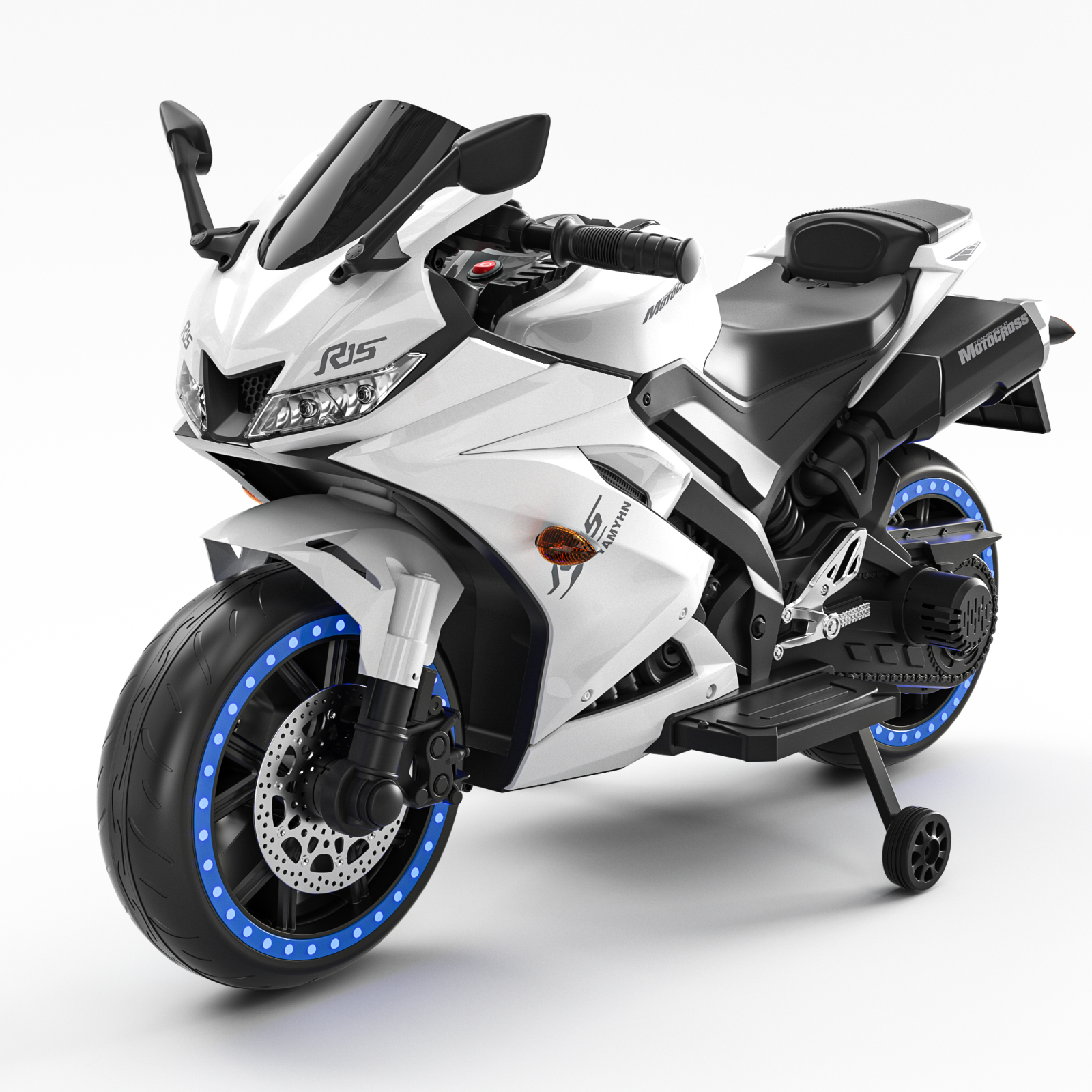 Motociclete electrice - Motocicleta electrica pentru copii 3-9 ani, SuperBike TR15, PREMIUM, alba