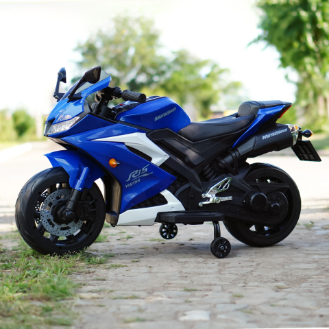 Motocicleta electrica pentru copii 3-9 ani, SuperBike TR15, PREMIUM, albastra [3]