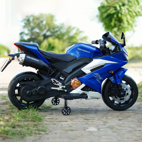 Motocicleta electrica pentru copii 3-9 ani, SuperBike TR15, PREMIUM, albastra [9]