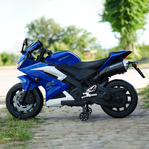 Motocicleta electrica pentru copii 3-9 ani, SuperBike TR15, PREMIUM, albastra [4]