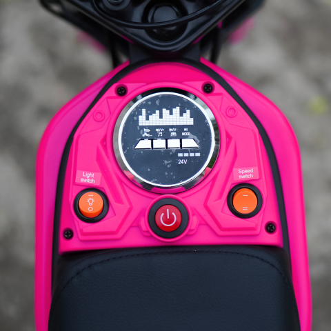 Motocicleta electrica pentru copii 5-10 ani, Enduro, 350W, 24V, scaun tapitat,  roz [10]