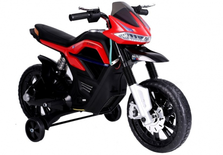 Motociclete electrice - Motocicleta electrica pentru copii, BJT5158, 45W, baterie 6V, roti ajutatoare, echipare standard, rosu