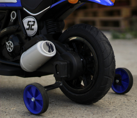 Kids ride-on electric motorbike BT307 with auxiliary wheels, 60W, inflatable wheels, blue [7]