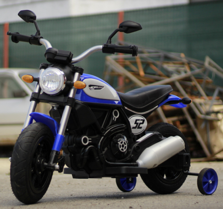 Motociclete electrice - Motocicleta electrica pentru copii BT307 60W, roti gonflabile, albastra