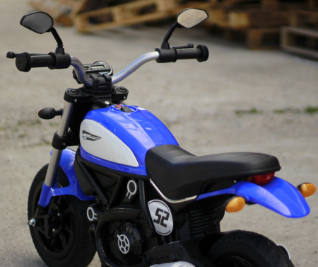 Kids ride-on electric motorbike BT307 with auxiliary wheels, 60W, inflatable wheels, blue [11]