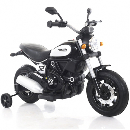 Kids ride-on electric motorbike BT307 with auxiliary wheels, 60W, inflatable wheels, black [1]