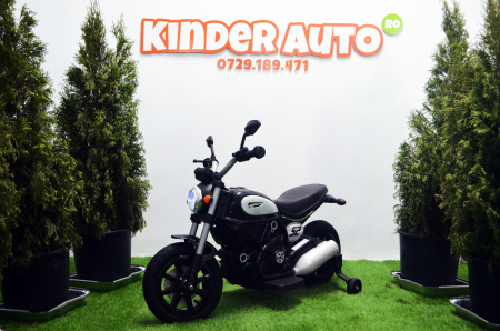 Kids ride-on electric motorbike BT307 with auxiliary wheels, 60W, inflatable wheels, black [4]